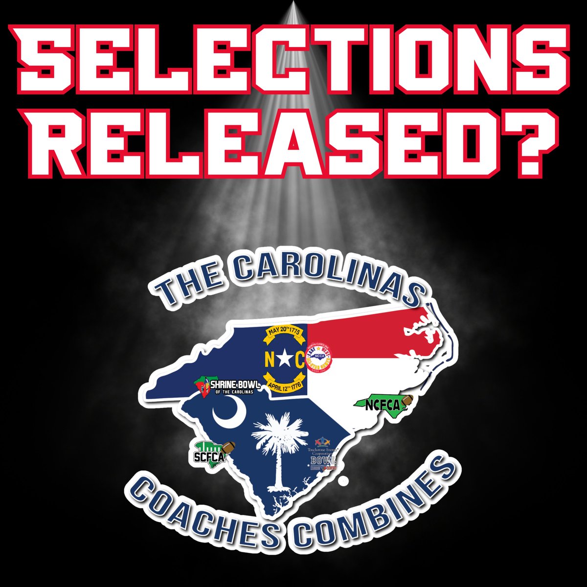 CoachesCombines's tweet photo. 🚨SELECTION DATES FOR COMBINES🚨

COACHES SELECTION:
📍3/2 

PLAYERS SELECTION:
(RELEASED BY LOCATION AND SESSIONS)
📍3/4 – Fort D &amp; Clayton 
📍3/5 – Hickory &amp; Spartanburg

@SCFCA1 @NC_FB_Connect @ncFBcoaches @ShrineBowlNCSC @iguerin @JohnsonLambe @NCCoachesAssn @CarolinaCoaches https://t.co/AMBOddKxGB
