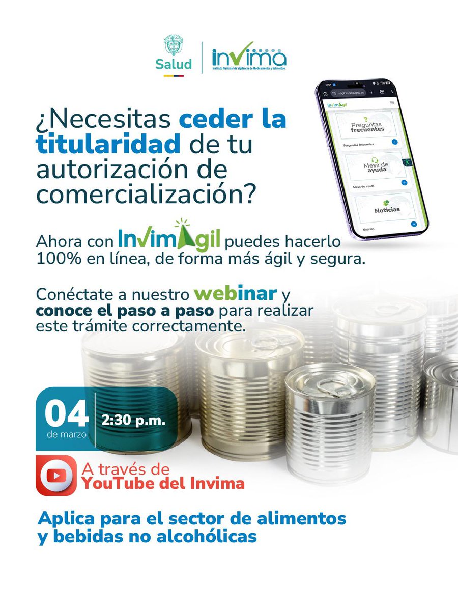 Si haces parte del sector de alimentos y bebidas no alcohólicas y necesitas transferir la titularidad de tu autorización de comercialización, este espacio es para ti.