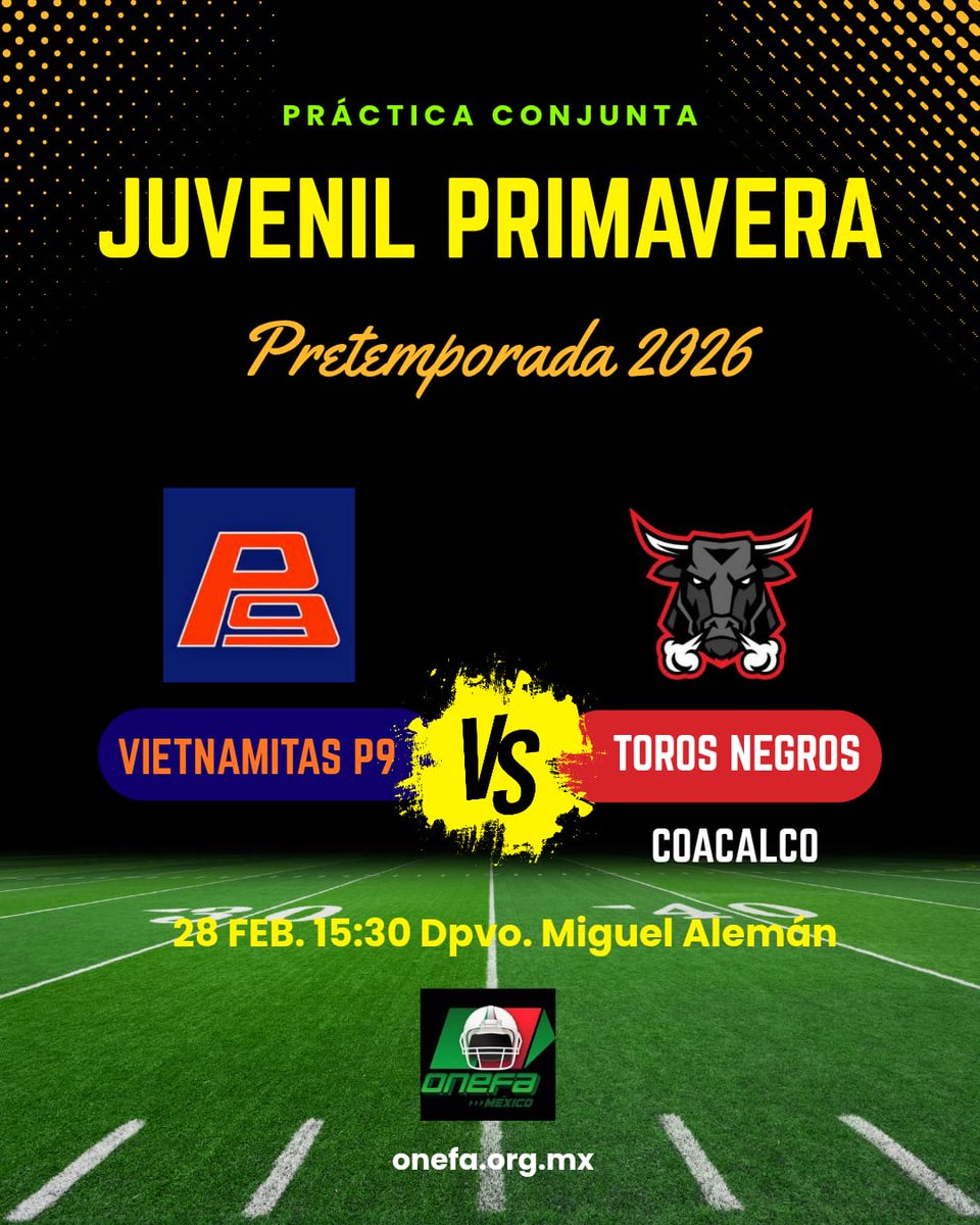 *ONEFA: Pretemporada Juvenil de Primavera 2026*

Se registró otra práctica conjunta para mañana sábado en la categoría Juvenil de Primavera.