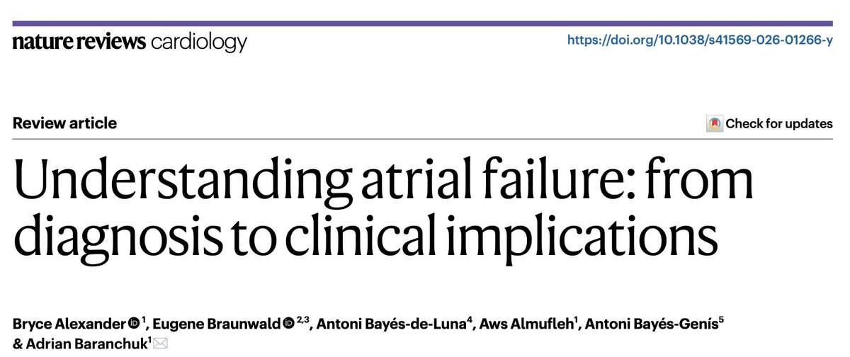 gonzaeperez's tweet photo. FALLA AURICULAR: DESDE EL DIAGNÓSTICO A LAS IMPLICANCIAS CLÍNICAS
Revisión @NatRevCardiol @adribaran 👌

🔴Falla auricular: síndrome clínico resultante de la cardiomiopatía atrial
🔴Alteraciones eléctricas y/o hemodinámicas 
🔴Se clasifican en primaria o secundaria
🔴Diagnóstico: dx de cardiomiopatia atrial + manifestaciones clínicas 
🔴Es una causa de HFpEF en la que debemos pensar
🔴Investigaciones futuras permitirán un conocer mejor sus mecanismos fisiopatológicos y opciones terapéuticas

https://t.co/MnD1PytRfr