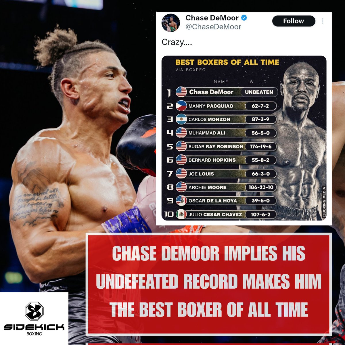 Is Chase DeMoor hyping himself up after beating Andrew Tate… or is he straight-up delusional? 🤯🥊