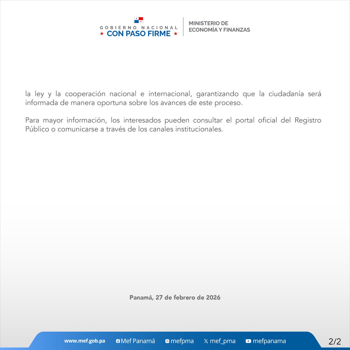 Ministerio de Economía y Finanzas de Panamá tweet media