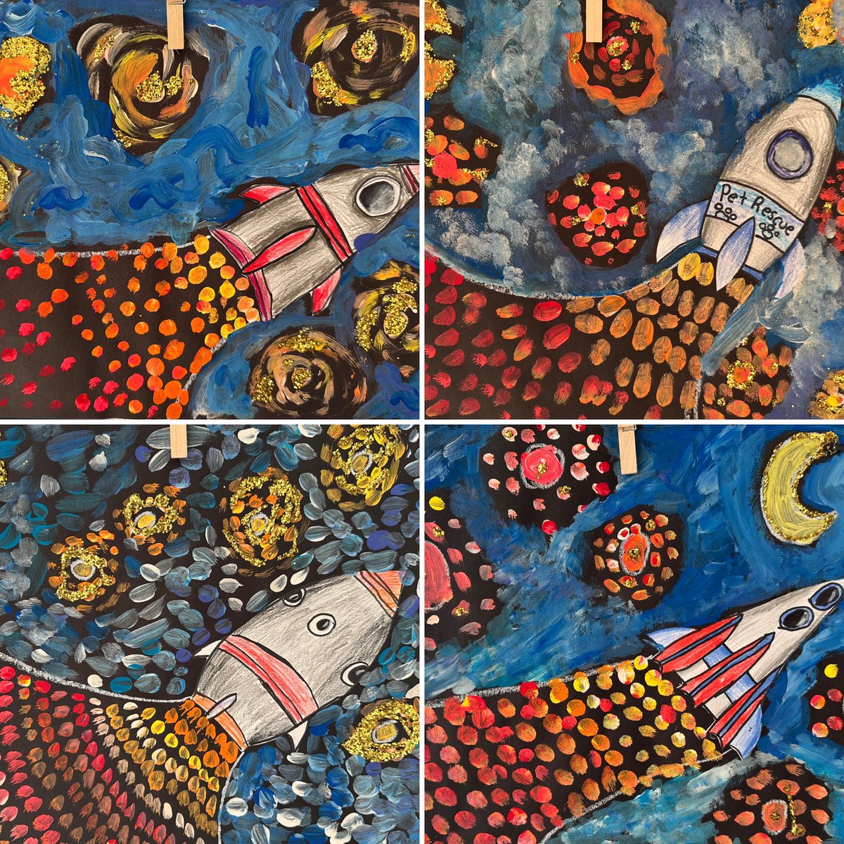 4th grade artists are blasting off to the weekend after another great week in the art room! We studied the artist Alma Thomas to create these tempera paintings! #HPSDawesome