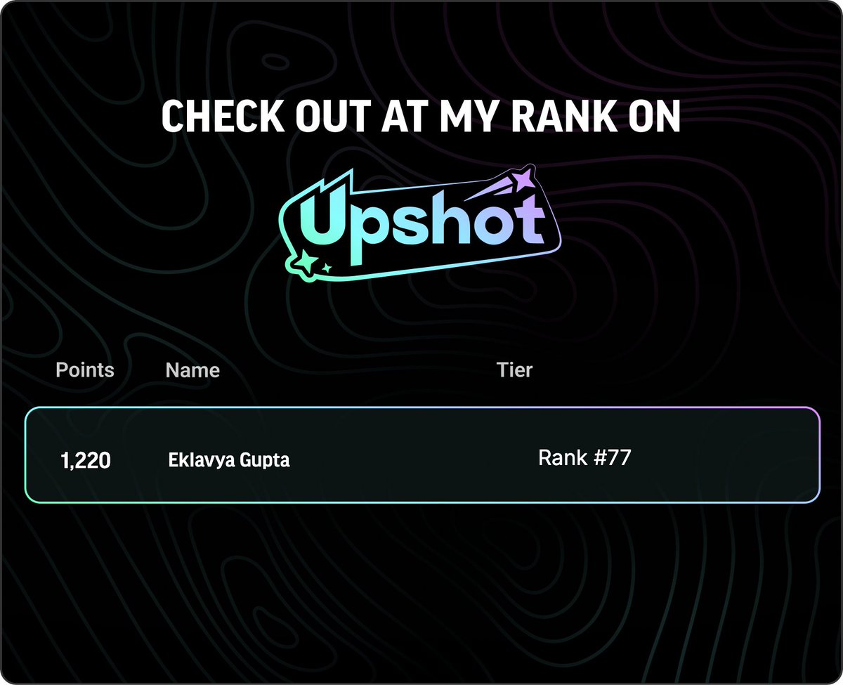 Just hit Rank #77 on <a href="/upshot_cards/">Upshot</a> after stacking 1,220 XP
Ready to claim my cash prizes for this season! 💰
Join me 👇
upshot.cards/?ref=c2124105