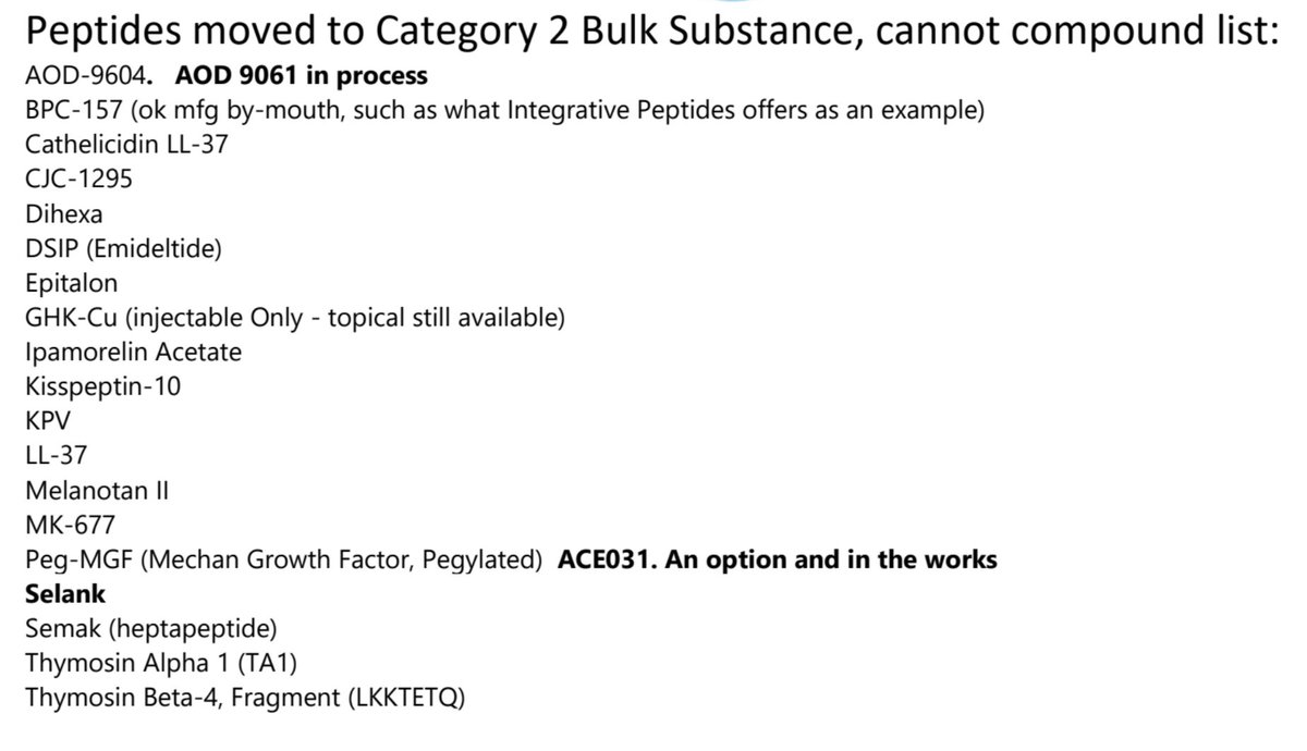 fda bpc-157 category 2 compounding Context: About two hours ago, Bobby Kennedy said that the FDA is removing  14 peptides from this list. That means that compounding pharmacies are  going to be able to compound a lot