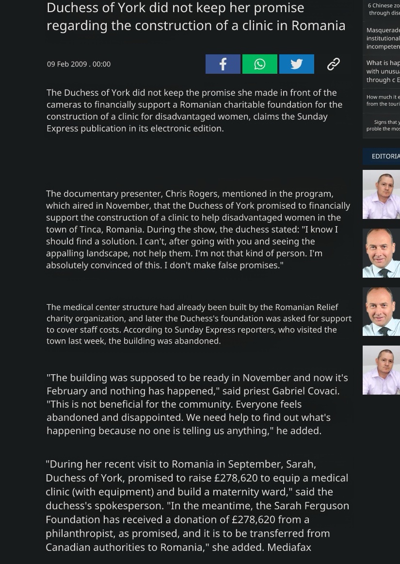 EXCLUSIVE: Epstein's friend Sarah Ferguson EXPLOITED Romanian disabled children

In 2008, Sarah Ferguson, Andrew's ex-wife, infiltrated Romanian centers for disabled children with hidden cameras for her ITV documentary.

Posing as aid workers, they filmed in Bucharest's Crinul