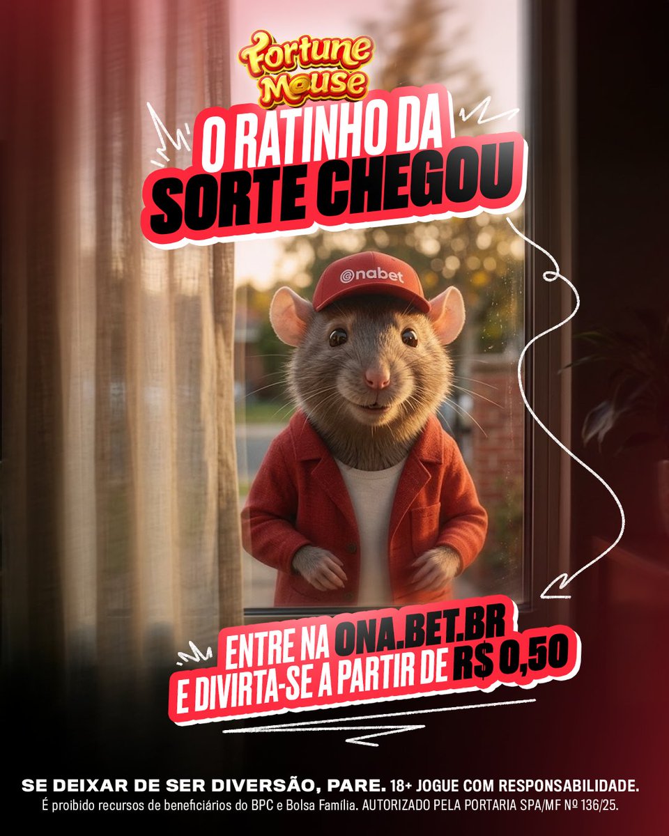 No Fortune Mouse você espia a sua sorte! 🐭✨

Você começa com pouco e se diverte bastante. Inicie a rodada com R$ 0,50 e veja o Ratinho transformar suas jogadas!

Espie mais e e aproveite no link abaixo! 👀

go.ona.bet.br/visit/?bta=121…

#JogueComResponsabilidade 18+
