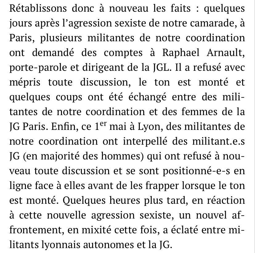 Bah alors Rebellyon ? On soutient des agresseurs sexistes qui frappent les féministes et refusent de leur parler ?

⬇️Lisez ce communiqué lunaire publié sur Rebellyon en 2022⬇️

rebellyon.info/Communique-de-…

(En fait non c’est pas lunaire, on reconnaît bien la Jeune Garde)