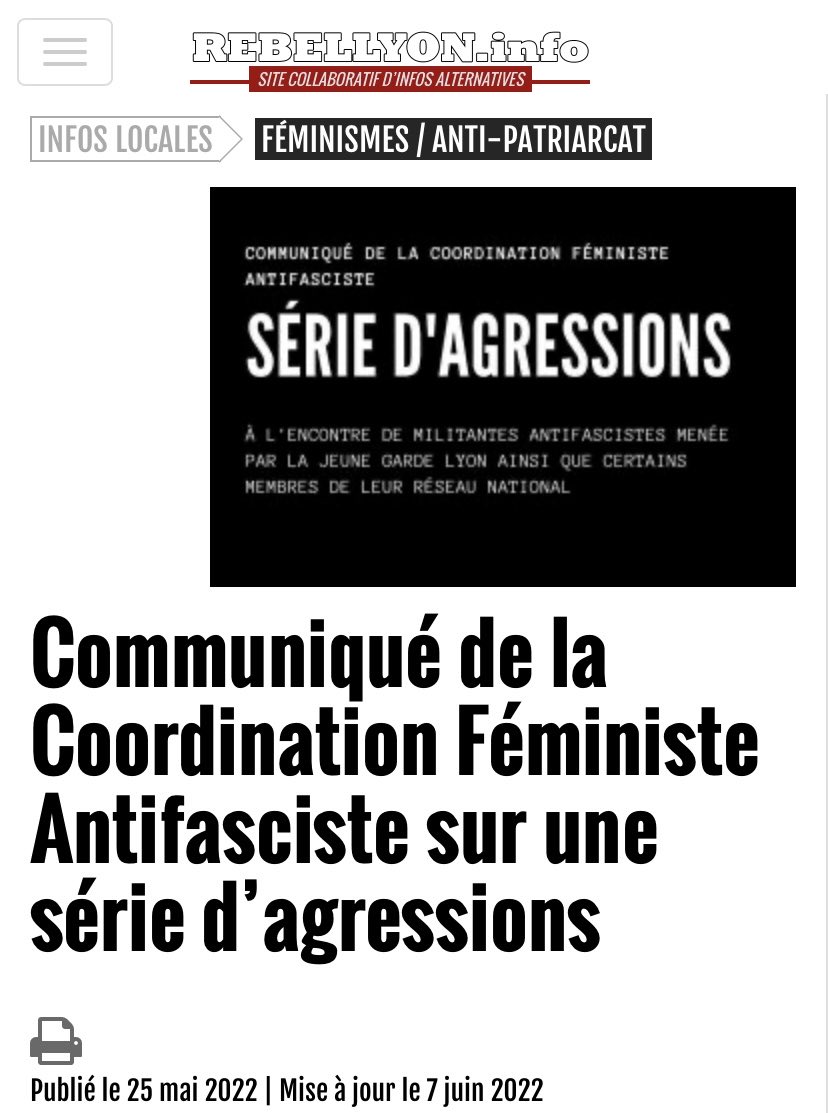 CocardeEtuLyon's tweet photo. Bah alors Rebellyon ? On soutient des agresseurs sexistes qui frappent les féministes et refusent de leur parler ?

⬇️Lisez ce communiqué lunaire publié sur Rebellyon en 2022⬇️

https://t.co/jQkHDQJ45c

(En fait non c’est pas lunaire, on reconnaît bien la Jeune Garde) https://t.co/HhAe39qjIt