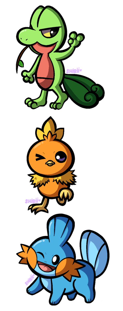 shiriomi's tweet photo. Drew the gen 1-3 starters to celebrate #Pokemon30 ❤️ https://t.co/qM904oCzZu
