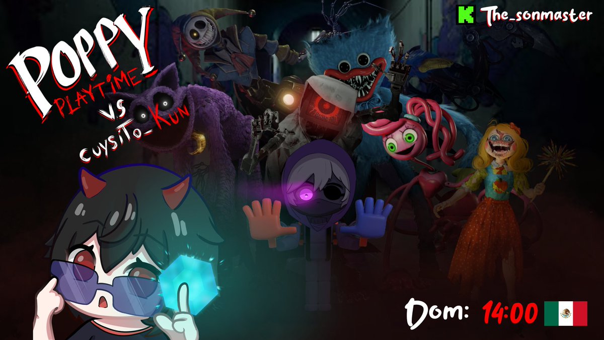 El domingo 1 de marzo tenemos nuestro primer evento en el canal en el cual desafiare a mi amigo Cuysito-kun para ver si puede enfrentar a mis subordinados poppy playtime si puede pasar los 5 capitulos en 8 horas se ganara la cantidad de 5000 bits. Arte por: <a href="/Eden__64/">Eden64__</a>