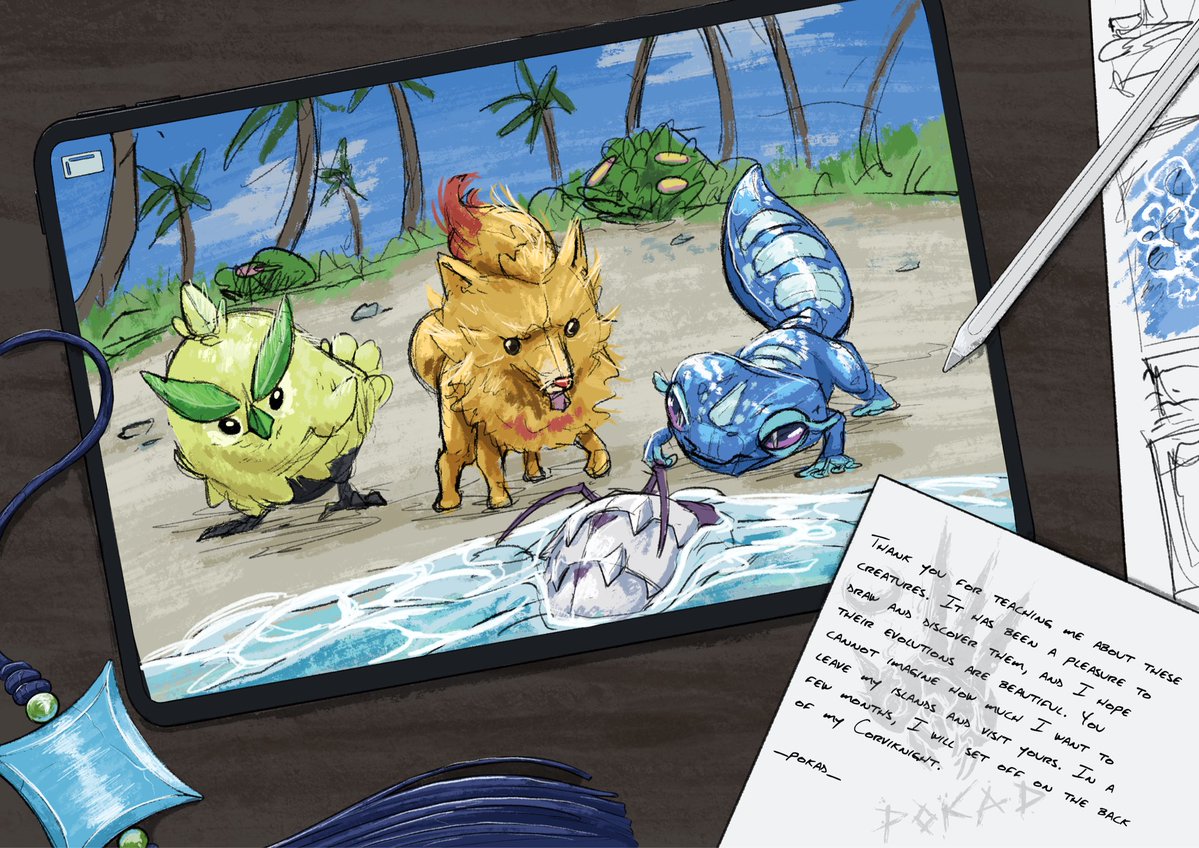 _pokad_'s tweet image. First time in many regions that I like all of the starters, but my favorite for the moment is Gecqua 
#ポケモンプレゼンツ  #PokemonWindsWaves #Pokemon30