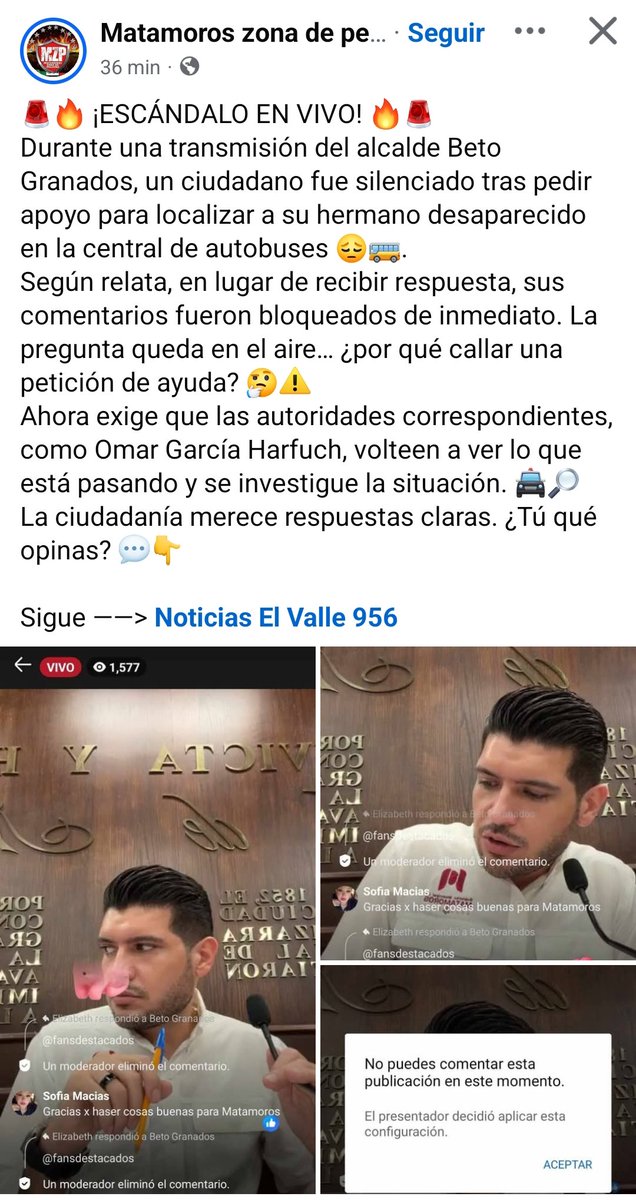 charoxd84's tweet photo. @OHarfuch @Defensamx1 Para cuándo una inspección para el presidente municipal de Matamoros? Está censurando a cualquiera que comente la realidad de lo que pasa https://t.co/uscrdSdp1t