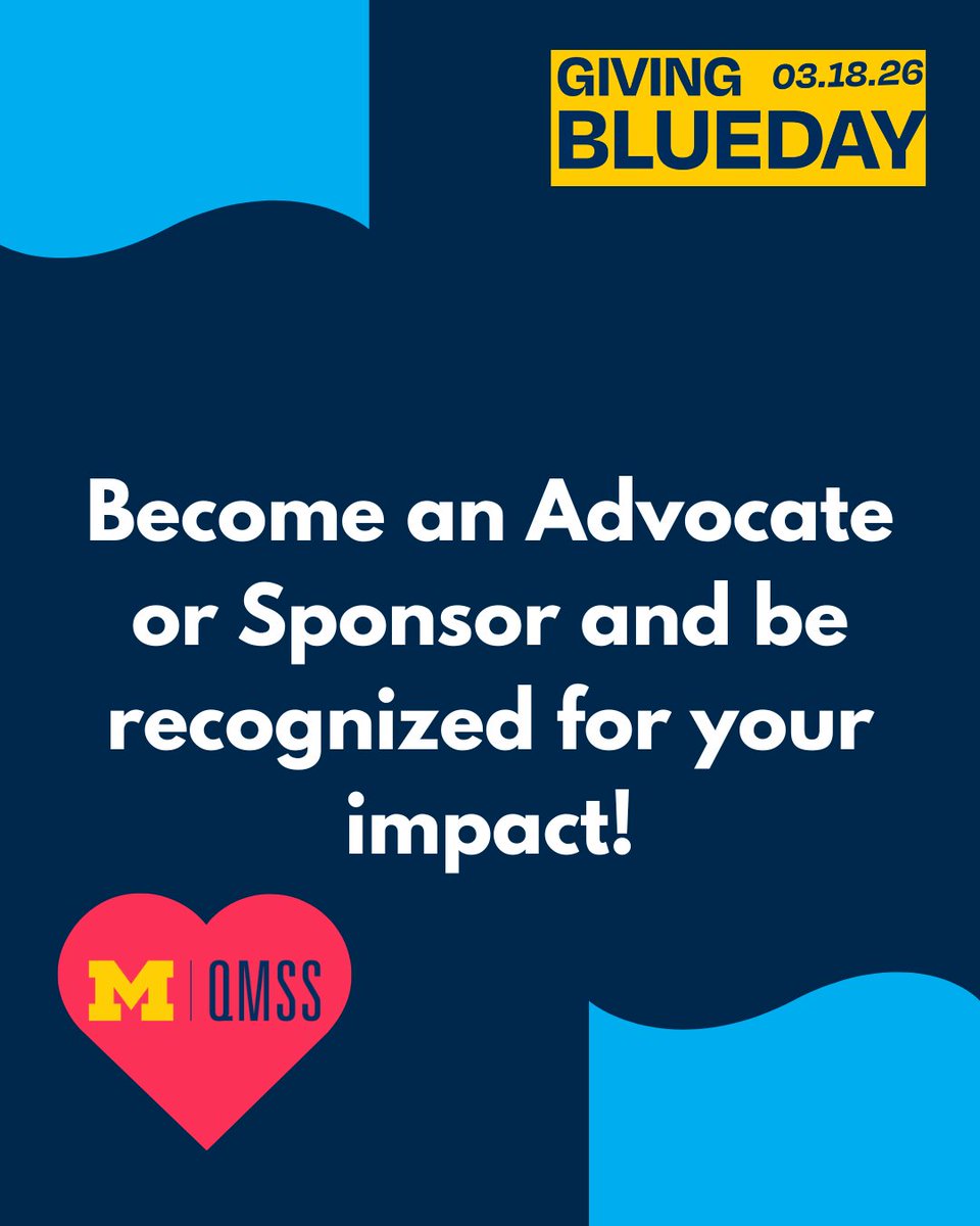 UmichQMSS's tweet photo. Giving Blueday is just 3 weeks away! Learn what there is to love about QMSS here https://t.co/r4oQg3fLBa &amp; support what matters most to you for the QMSS and greater U-M community on March 18th 💙 #umichqmss #umich #goblue #givingblueday https://t.co/5GuGjG5yad