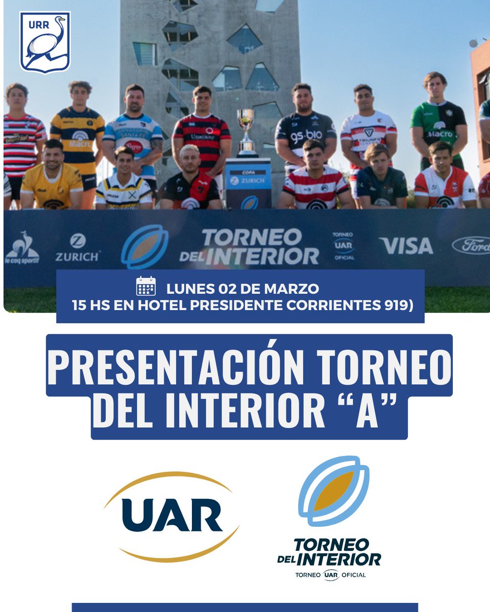 UniondeRosario's tweet photo. Vuelve el Torneo del Interior! 🌪️

📍 Lanzamiento: Lunes 02/03, 15hs en Rosario. 🏉 Presentes: Autoridades UAR, 16 capitanes y Felipe Contepomi. kick-off: 28 de marzo.
Tras dos años en Córdoba, la ciudad santafesina recupera el protagonismo del rugby del interior. 🏙️✨
#UAR https://t.co/ESCeVeDLV7