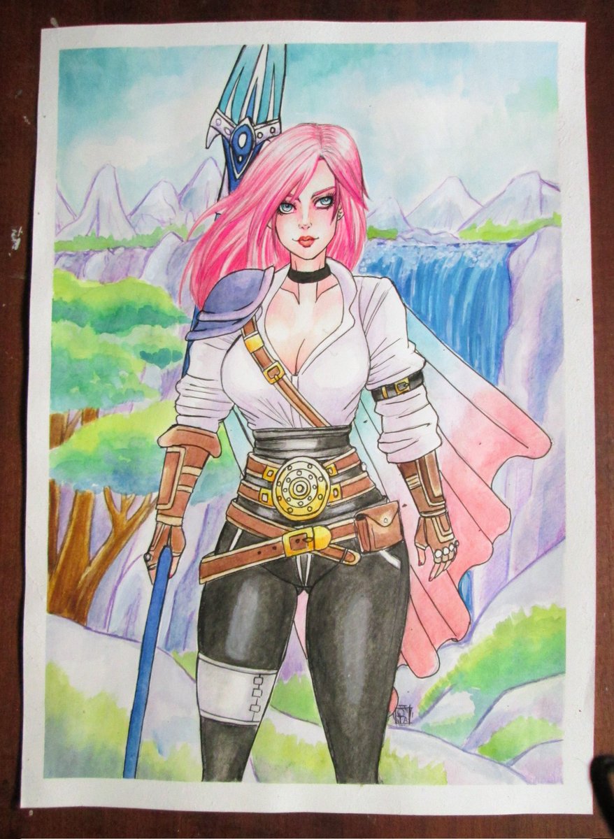 Tsukiyomi789's tweet photo. Mina the Ethereal 🌊🐉
Guardian of an ancestral spear, chosen by the dragon sleeping within it.
She commands water in all its forms — wave, mist, ice and storm.
Watercolor & colored pencils.
#FantasyArt #OriginalCharacter #WaterMagic #TraditionalArt #DragonLore https://t.co/Ct6YHNS9Dn
