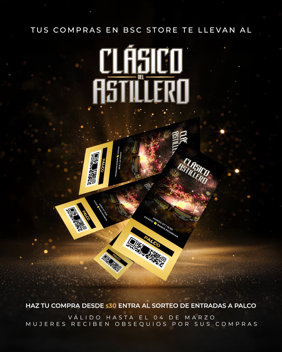 BSCSTOREoficial's tweet photo. GIVEAWAY #BSCStore 🎉💛

Haz tu compra desde $30 y participa automáticamente en el sorteo de entradas a PALCO para el #ClásicoDelAstillero 🎟️🔥

📅 Válido hasta el 4 de marzo.

#BarcelonaMiPasión https://t.co/LpyIkEdu4A