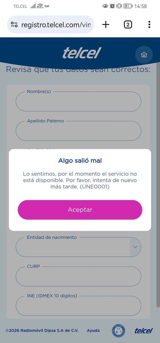 juanitoluis86's tweet photo. @ServicioTelcel Por qué todo es tan difícil con ustedes siempre??? Es un show registrar el número @IFT_MX https://t.co/43gLyTNVso