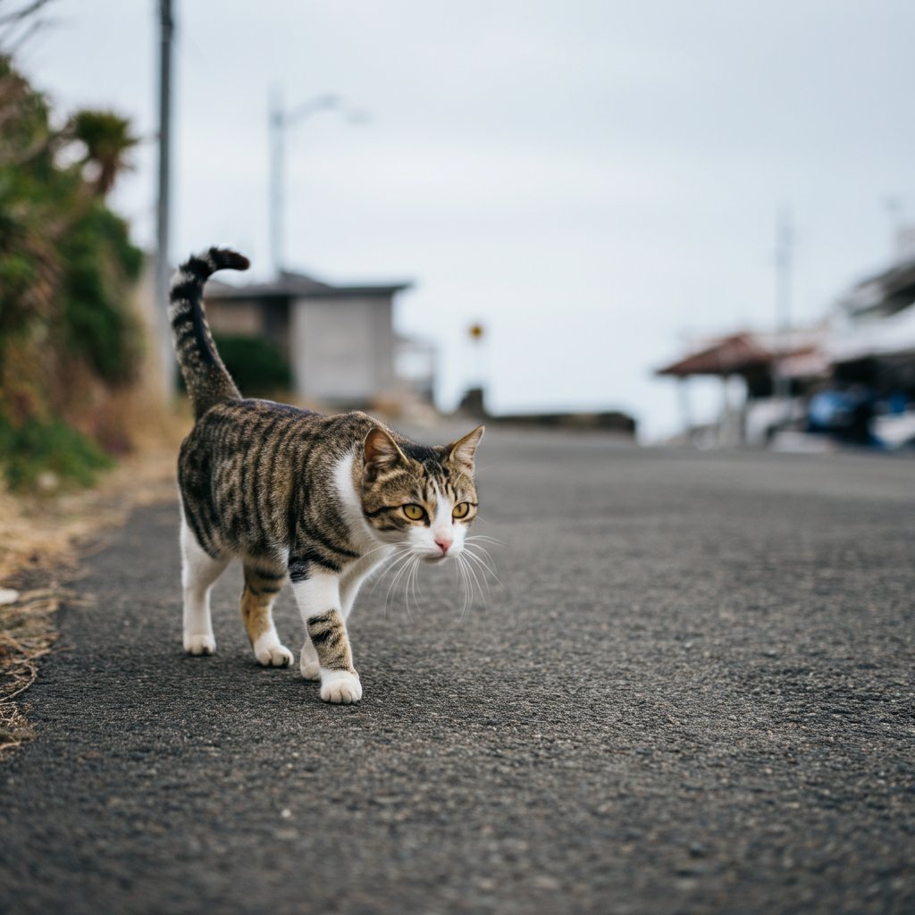 freenekochan's tweet photo. 街角を悠然と歩く猫の冒険 🐱✨
彼の瞳には、探求心が宿っている。どこかに素敵な出会いが待っているかも？
#猫 #冒険 #街猫 #癒し https://t.co/pFCz707nQi