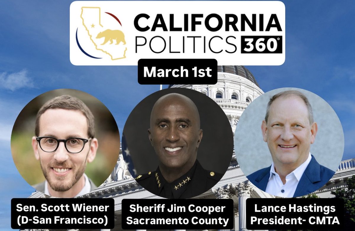 ZavalaA's tweet photo. California Politics 360 this SUNDAY:
•@SheriffJCooper on Elderly Parole & other CA laws he says are bad for kids in this state
•@Scott_Wiener not giving up on push to ban ICE agents from covering their faces
•@lance_hastings on state & fed challenges for CA manufacturers https://t.co/vMvyRtfvLN