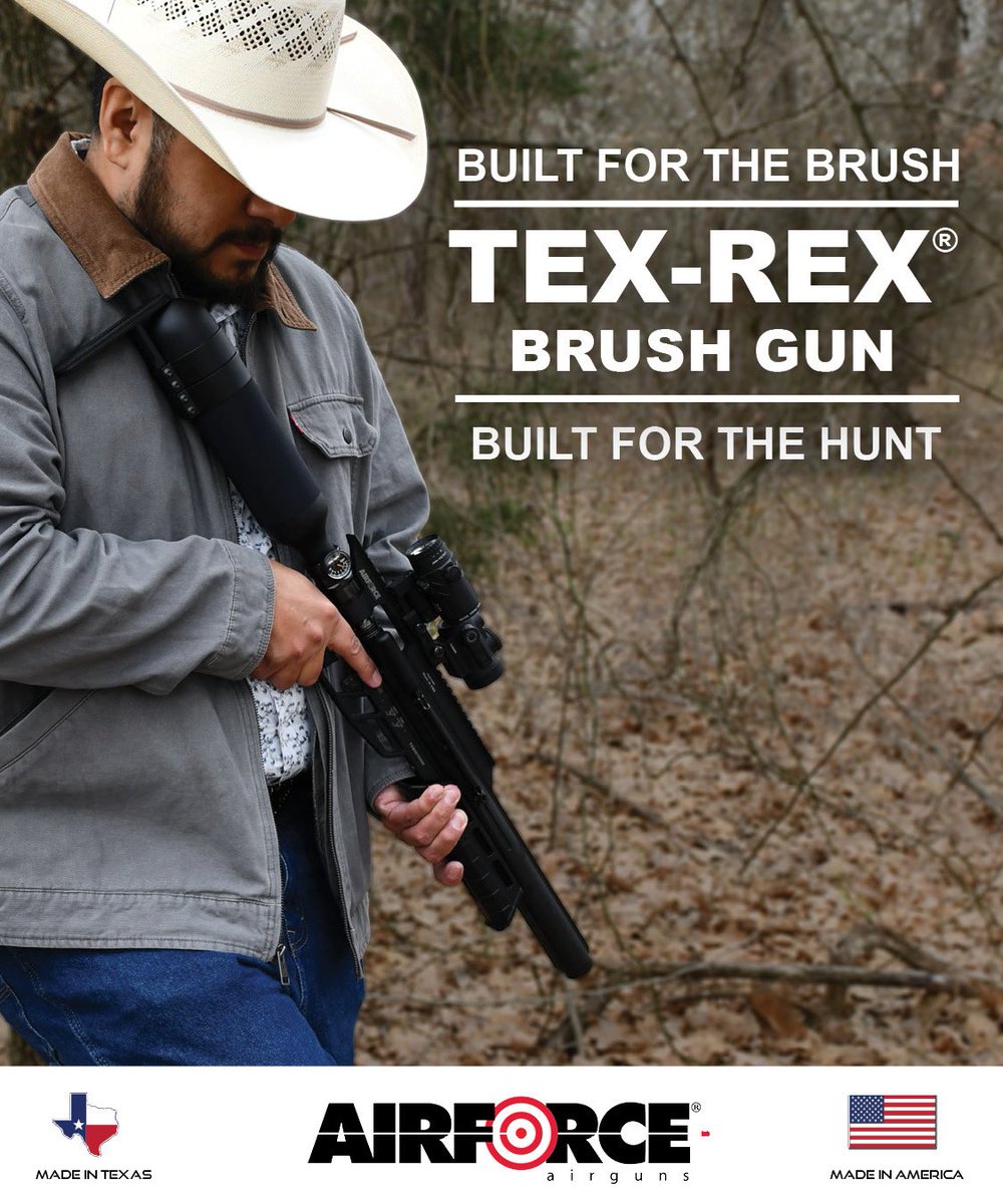 Built for the Brush.
Tex-Rex Brush Gun
Built for the Hunt.

#BuiltfortheHunt
#TexRexBrushGun
#BigBoreRifles
#MadeintheUSA
#AirgunNation