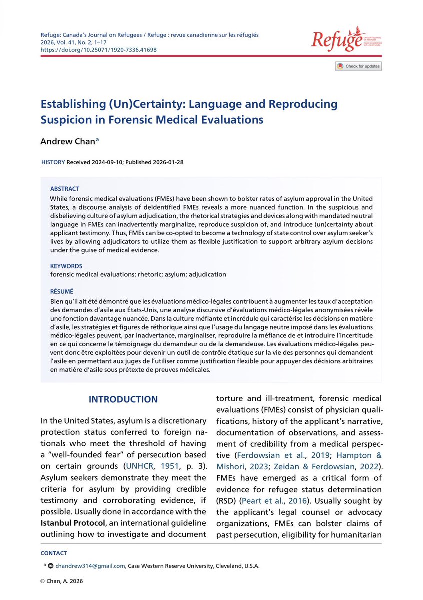 Refuge: Canada's Journal on Refugees tweet media