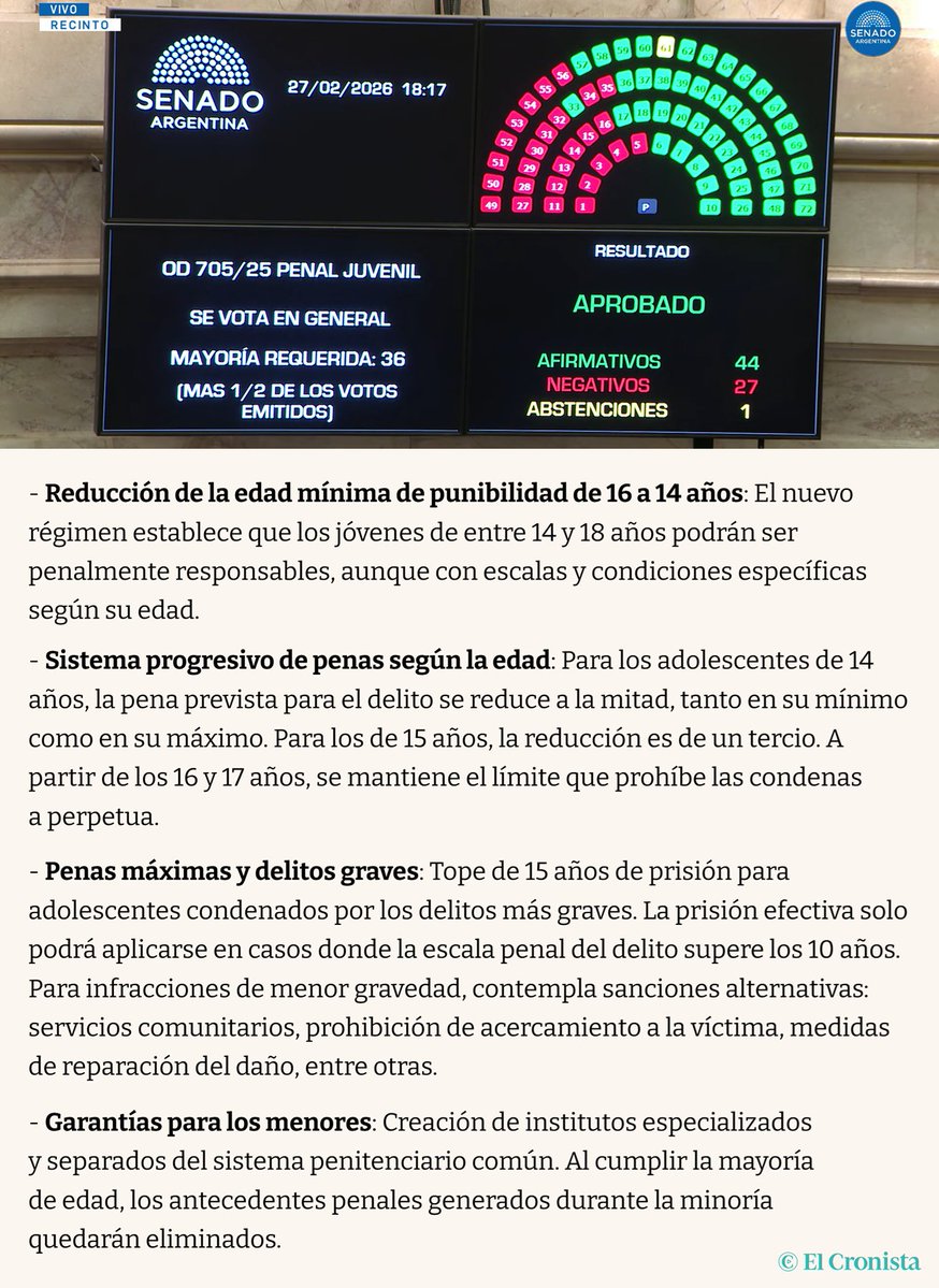 "Régimen Penal Juvenil":
Porque el Senado aprobó y convirtió en ley el nuevo Régimen Penal Juvenil