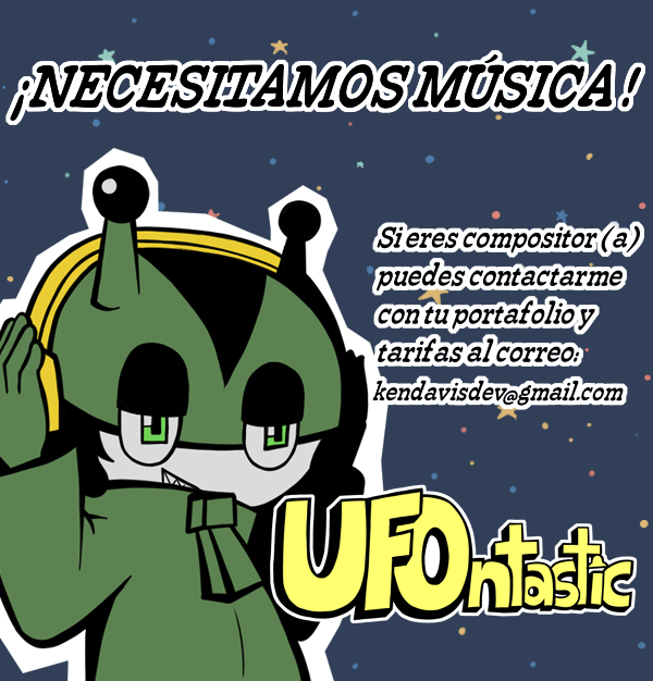 KenDavisDev's tweet photo. ¡Hola! Busco compositor o compositora para UFOntastic, en el primer comentario dejo la lista de referencias musicales y el enlace a la ficha de Steam 
Les agradezco si pueden compartir el post para llegar a más personas.😁
#indiedev #indiegames #IndieGameDev https://t.co/HaVcvTnuCr
