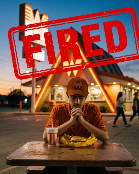 TahaAlokad's tweet photo. young man for praying over his meal off the clockis not just corporate overreach it’s an assault on personal faith. Byron was giving your brand millions of free views with a message of gratitude and you rewarded him with a pink slip? This is a clear message to everyone your values are not welcome here. We don't just want Byron back we want an apology to the community. Faith should never be a fireable offense.

Do you agree with me?