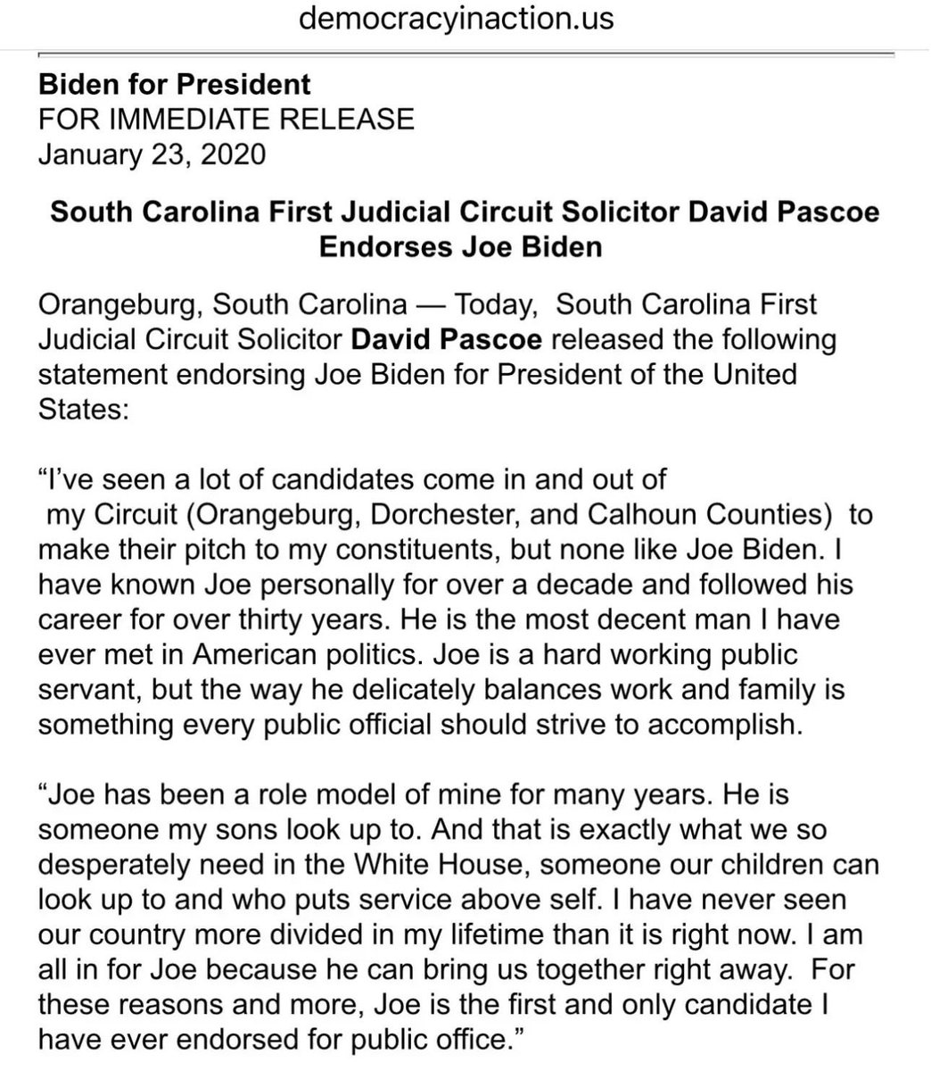SCOOP:

Joe Biden is on his way to South Carolina to celebrate the anniversary of his 2020 South Carolina Democrat Presidential Primary where a source tells me he is allegedly planning on having a secret meeting with Democrat David Pascoe <a href="/davidpascoesc/">David Pascoe</a>, who just switched his