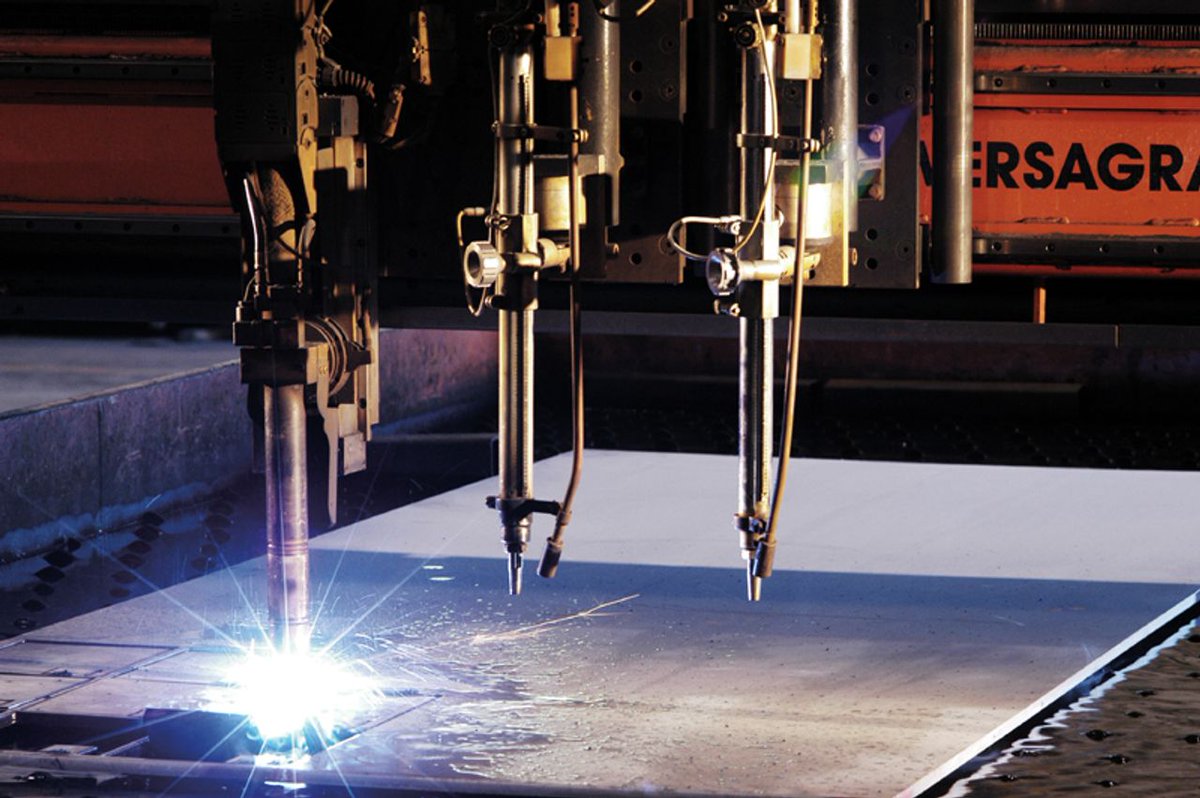 Our Plasma Cutter can cut steel as thick as 8 inches. What can we get started for you?  Fabriweld.com