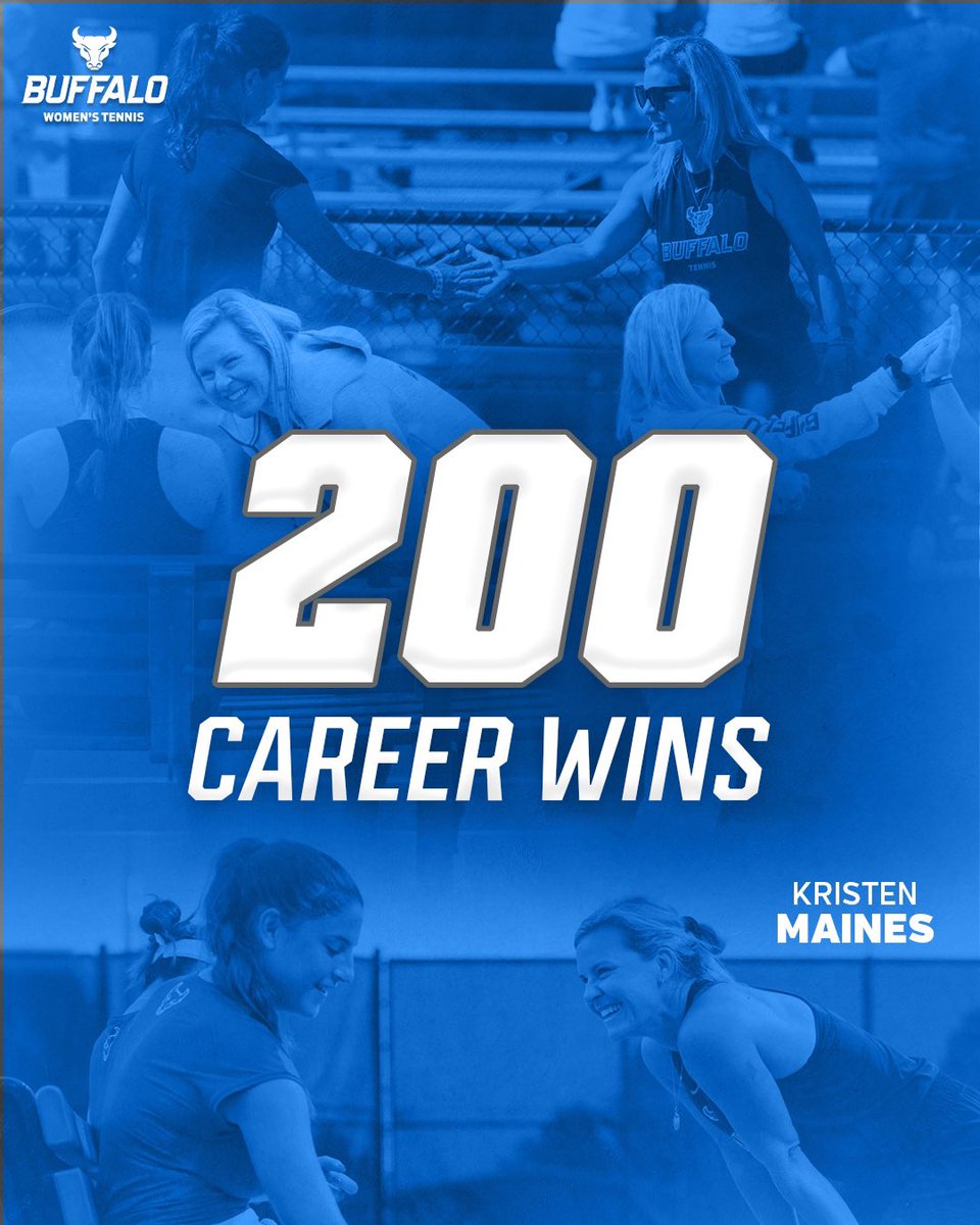 ubwomentennis's tweet photo. Congratulations to head coach Kristen Maines on her 200th career win! 🤘🎾

#UBhornsUP | #StrongerTogether https://t.co/8HjwmHAWb6
