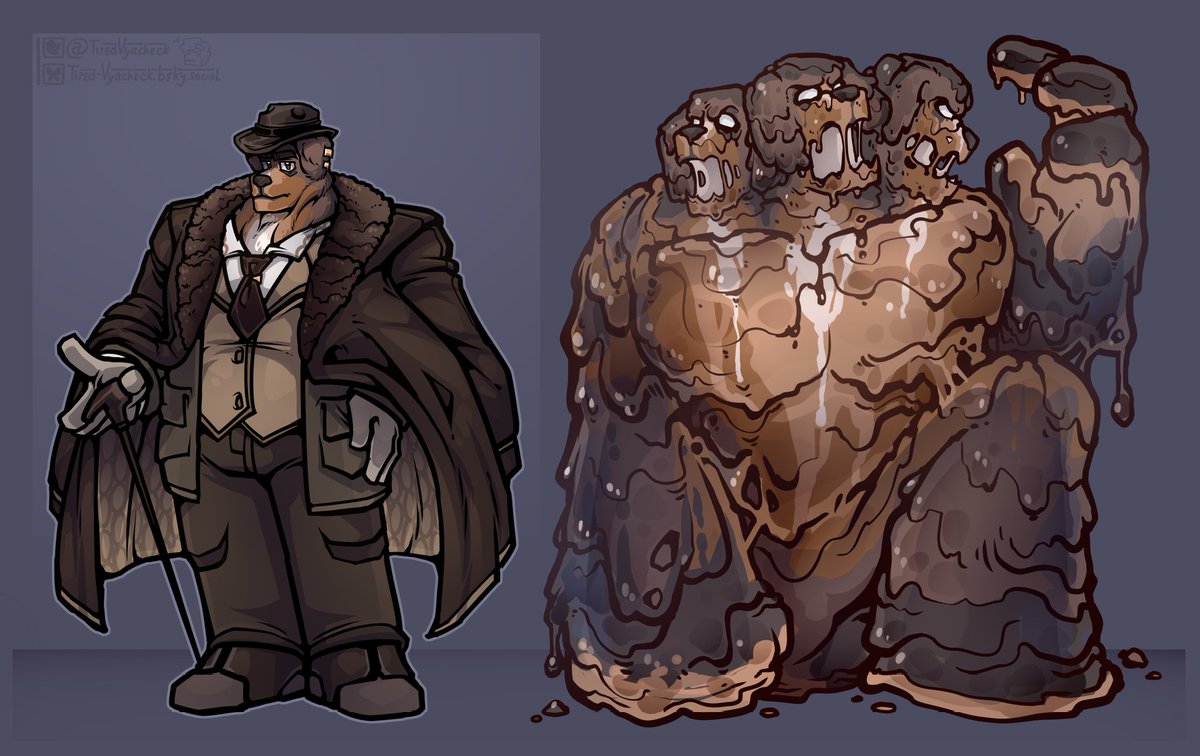 Thank you so much <a href="/TiredVyacheck/">Vyacheck/ C0mms Open!</a> for making this.
This mafia boss doggo hides a gooey secret. It's not recommended to upset the leader of the mafia unless you want to be a part of the gooey mass that he is.
I hear he wants a symbiote relationship with those he see worth to him.