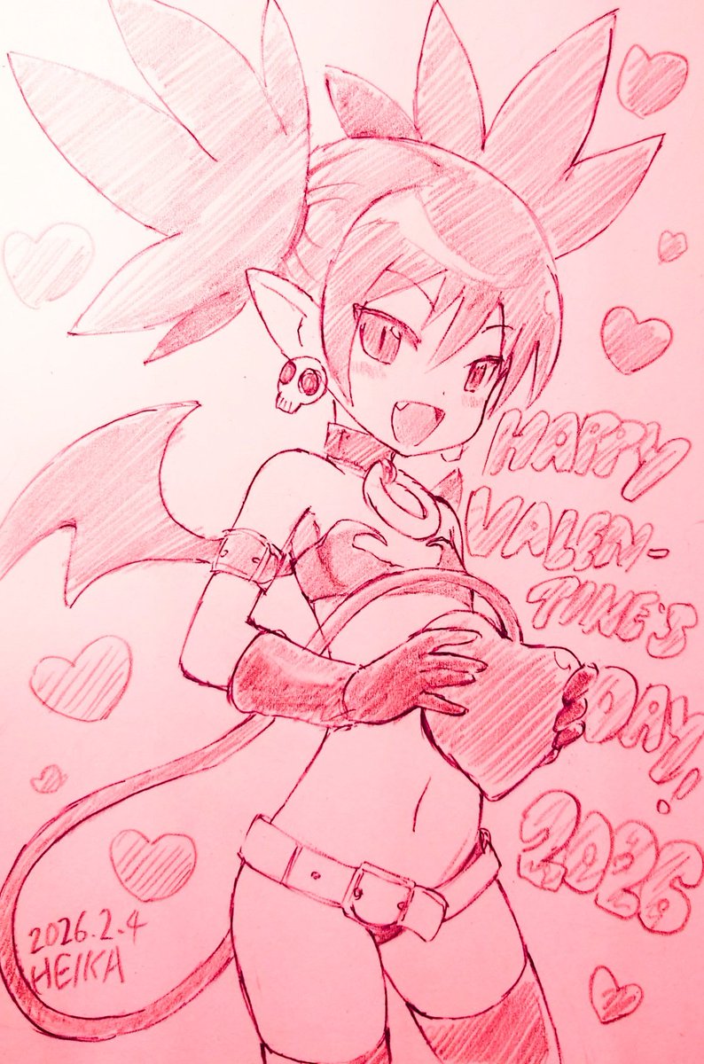 #今月描いた絵を晒そう
2026年2月はエトナ様のみ…つまり1 枚でした！実は日本一ソフトウェアさんへの年賀状返信用に描いてたものなので、ちゃん色塗って送らねば…！
#ディスガイア