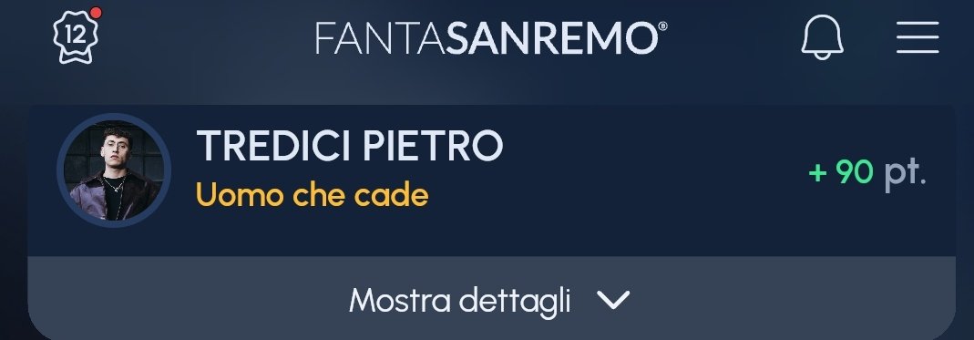 ci_enne's tweet photo. Punti complessivi di Tredici Pietro nelle serate precedenti vs. Punti di stasera con Gianni #FantaSanremo2026 https://t.co/xfRGuq8L6x