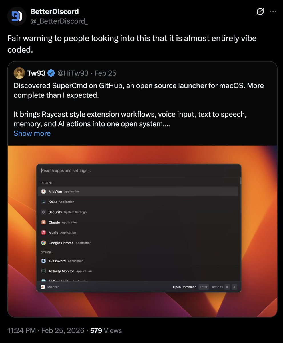 It's 2026, you can't hate people for using AI for coding 😃

Imagination is the moat now!

Most people still have no idea how much better coding models have gotten in just the last month.
Especially after Codex 5.3 and Claude Opus 4.6 dropped.

Now is the best time to build