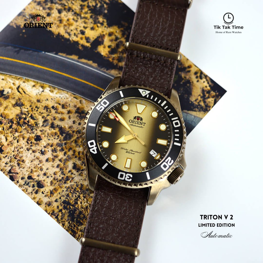 TiktaktimeInfo's tweet photo. 🌊 Dive into adventure with the ORIENT Triton V2 Mechanical Sports Watch (RA-AC0K05G)! Featuring a striking jaguar-colored dial, bold 43.4mm case, and durable leather strap, this limited edition is water-resistant up to 200 meters.
#Orient #tiktaktime  #Orientwatches https://t.co/e8oHoiR6OX