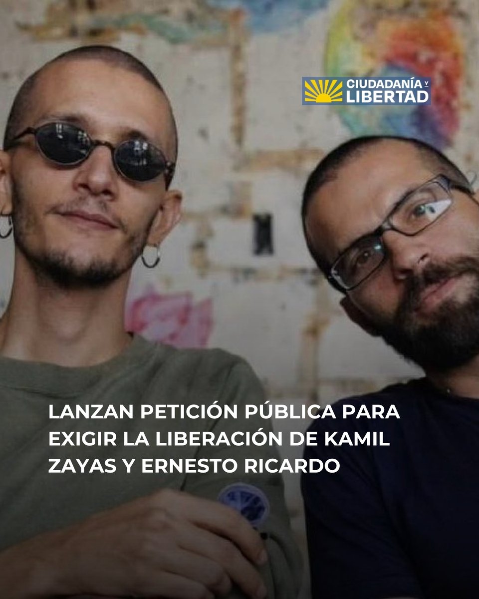 📢Lanzan petición pública para exigir la liberación de Kamil Zayas y Ernesto Ricardo Medina

La activista Paula Amador Lobon lanzó en Change una petición dirigida a la Fiscalía General de la República de Cuba y a la Fiscalía Provincial de Holguín para exigir la liberación