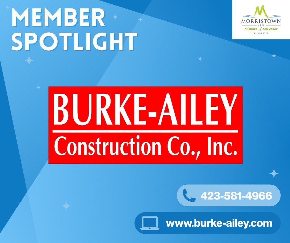 Burke Ailey Construction Co, Inc
🏗️ Trusted since 1975—Burke Ailey Construction builds more than structures; they build trust.
📍 774 Kidwell Ridge Rd, Morristown, TN 37816
📞 (423) 581-4966
🌐 burke-ailey.com
#GoldStarMember #BuiltToLast #MorristownTNChamber
