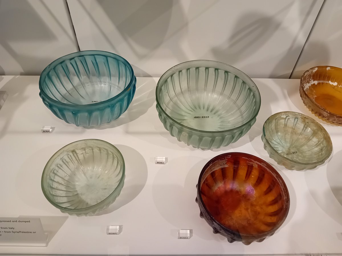 A selection of #Roman ridged glass bowls, all made about 2000 years ago - but still looking fantastic!
