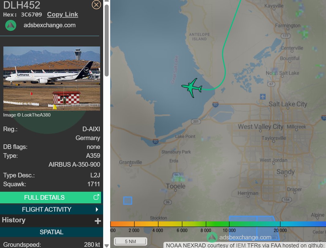 WasatchSkyWatch's tweet photo. DLH 452 decending into SLC with an emergency https://t.co/snVPE56ZB2