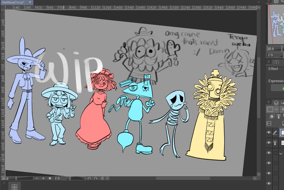 wip of the amazing MEXICAN circus

I was bored and also mexican so, expect more 
#tadc #ThaAmazingDigitalCircus #fanart