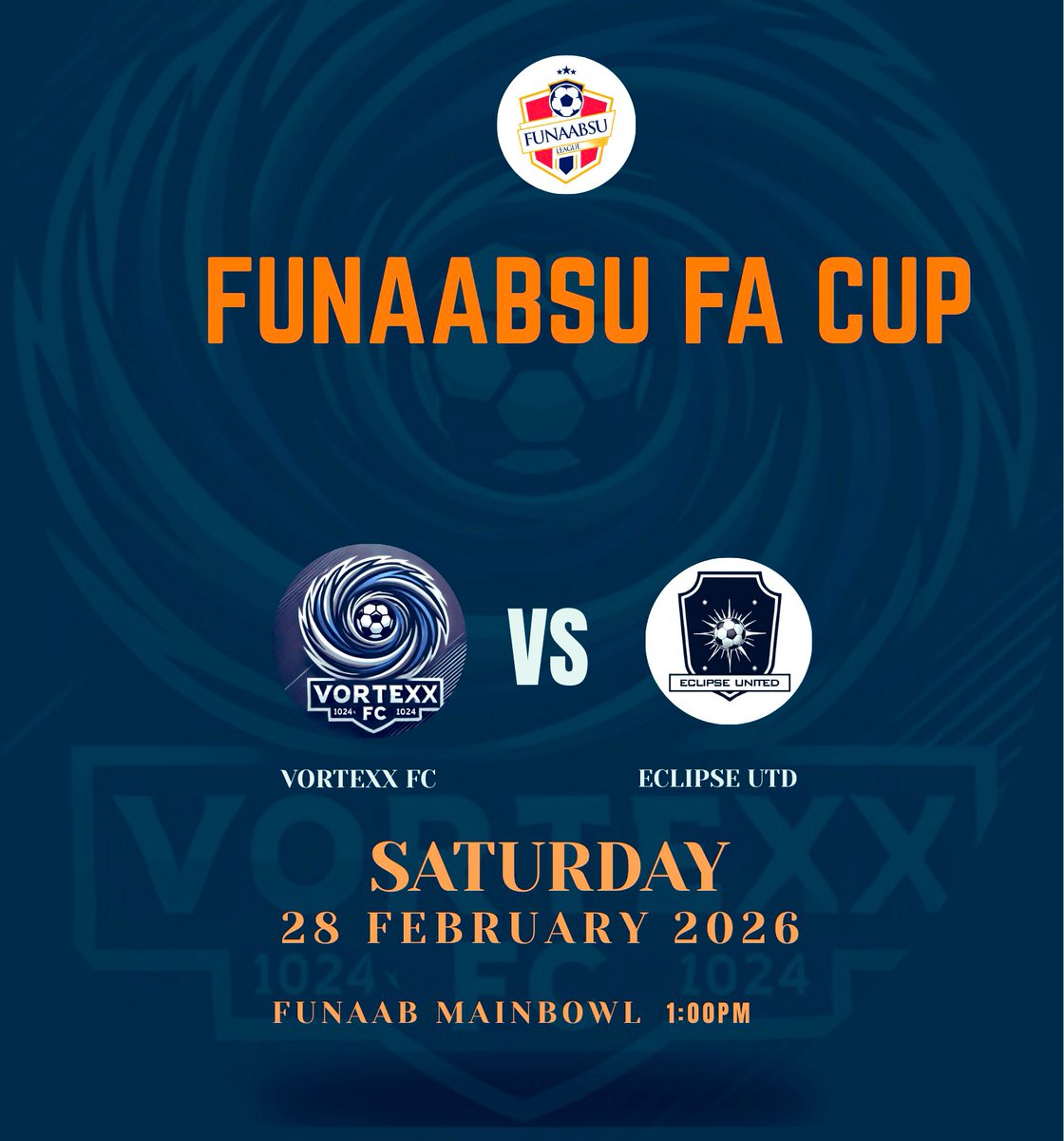 fc_vortex88405's tweet photo. NEXT MATCH ⚽
Vortex FC vs Eclipse Utd
Tomorrow we step onto the pitch focused and prepared.
#VortexFC #Matchday https://t.co/9W2AOOzuxM