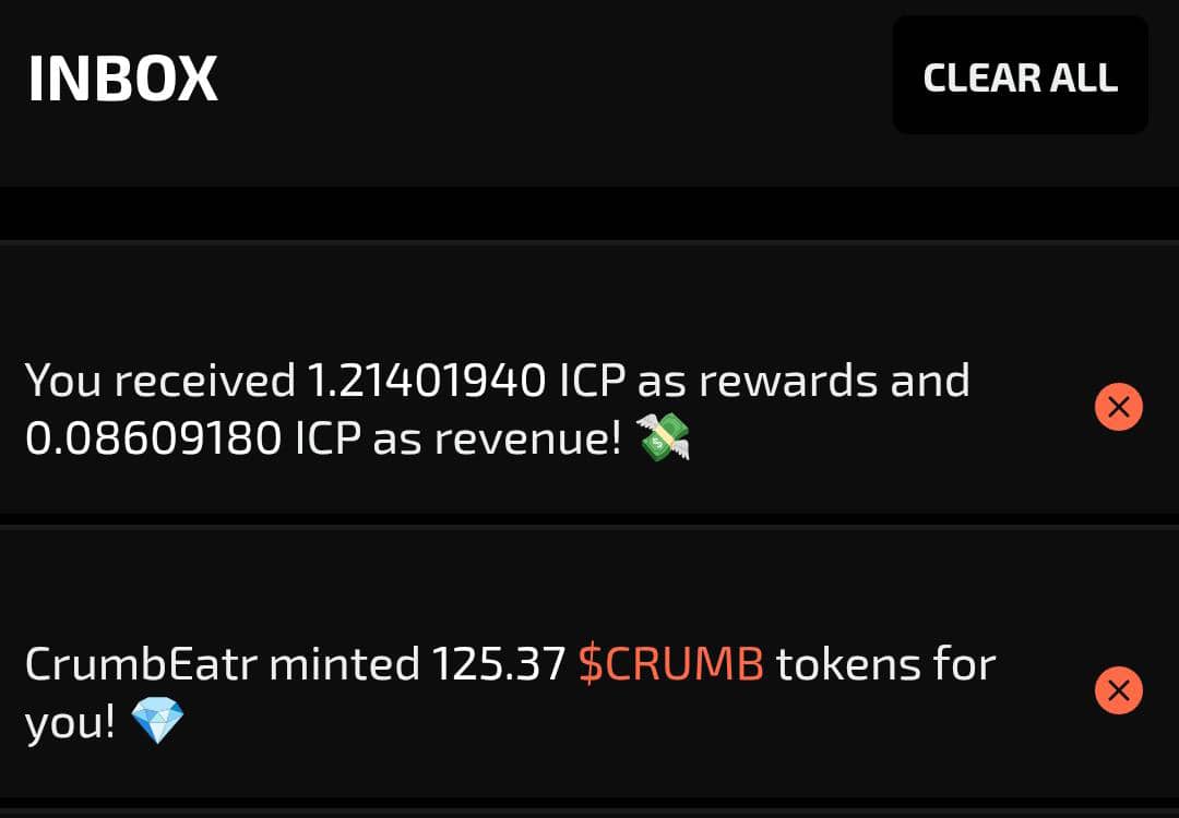 Trendyworlds1's tweet photo. @CrumbEatr never disappoints here is another week reward for posting on @CrumbEatr you to can earn ICP and Crumb token weekly when you join and use CrumbEatr https://t.co/gYG7981P5N