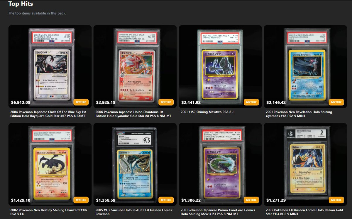 The feeling of encountering a shiny pokemon is unmatched so we made a pack to replicate that feeling

Introducing the Shiny Pack

Loaded with shiny pokemon only -- gold stars, shinings, bangers like that

I mean just look at the top hits

Link to open below!