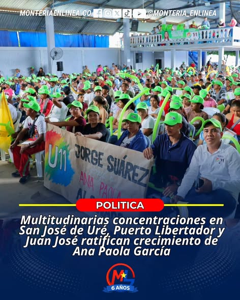 🚩#Politica || Multitudinarias concentraciones en San José de Uré, Puerto Libertador y Juan José ratifican crecimiento de Ana Paola García
facebook.com/share/p/1M9eF6…