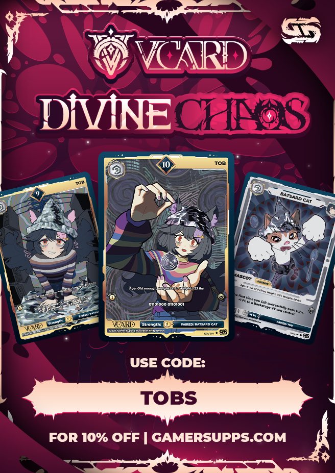 VCARD SET 3 is out BABY 
And ya boy is in it! 
Thank you <a href="/FridgeDraws/">Fridge</a> for drawing the art for for my awesome cards and you can now preorder the NEW SET with code TOBS OR DIE
