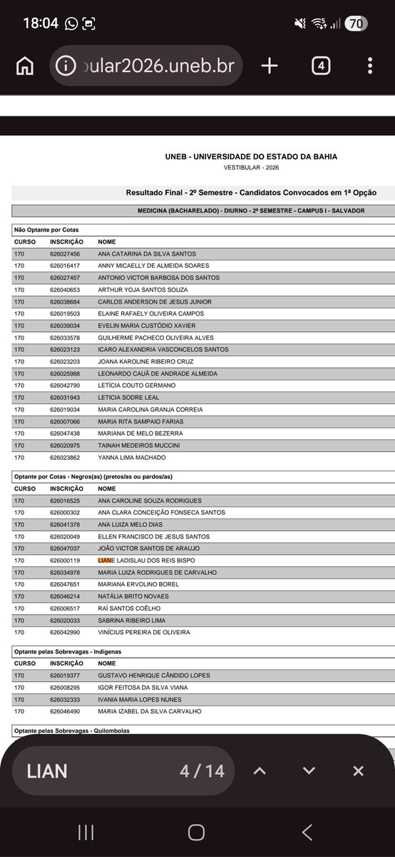 LIA É MED UFBA E UNEB 🧡🦅 tweet media