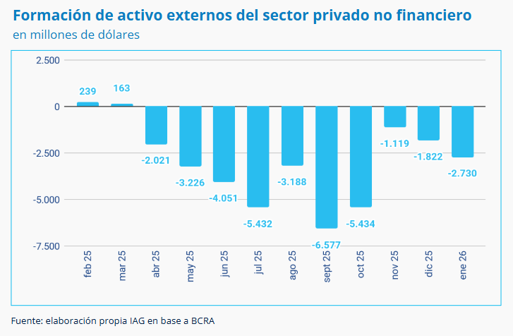 🚨ADELANTO 🚨

RÉCORD HISTÓRICO: En enero se reavivó la fuga de divisas por la formación de activos externos, y acumula un saldo negativo de USD 2.730 millones.