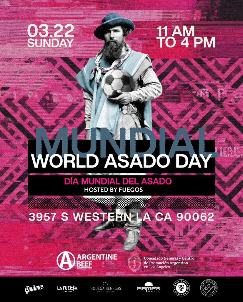 ArgentinaEnLA's tweet photo. Domingo 22 de marzo. World Asado Day: Día Mundial del Asado Argentino. De 11 a 16 en Fuegos! https://t.co/nBDZeJECdk